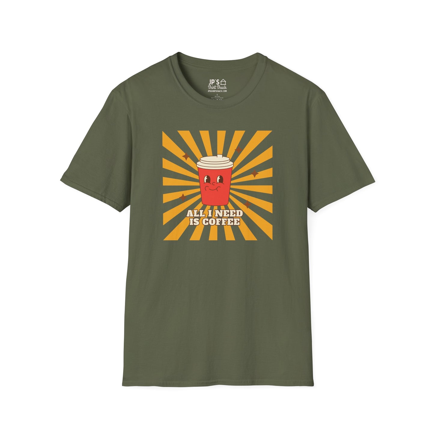 All I Need is Coffee Vintage Cartoon Adult Unisex Tee