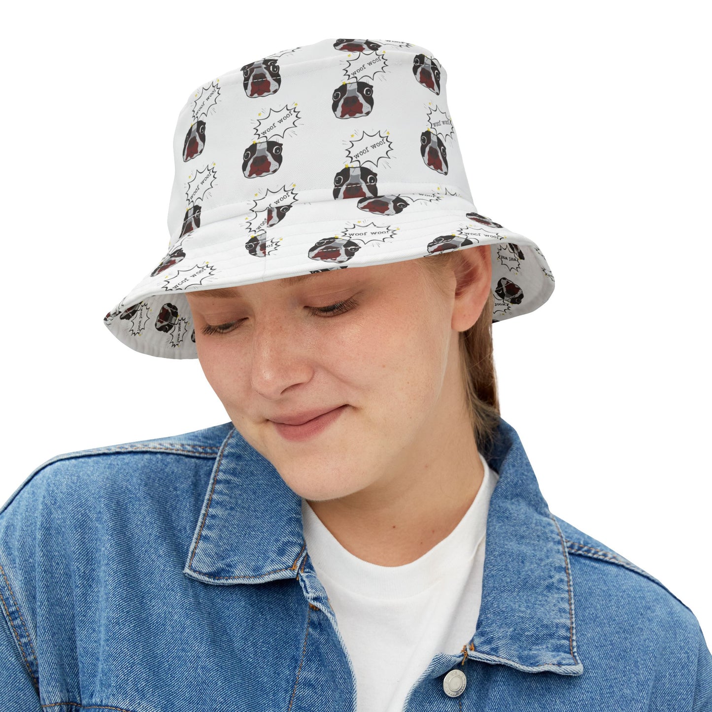 Woof Woof Dog Print Bucket Hat