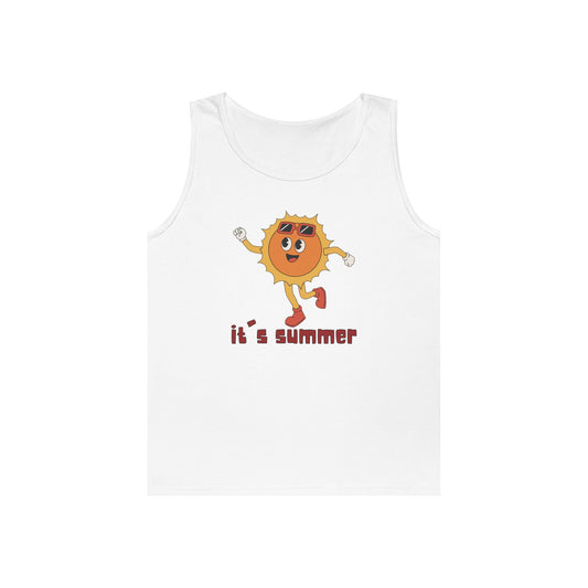 It's Summer Retro Sun Unisex Heavy Cotton Tank Top