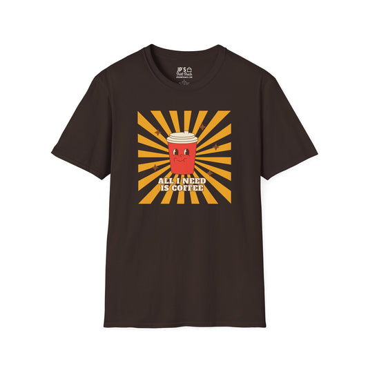 All I Need is Coffee Vintage Cartoon Adult Unisex Tee